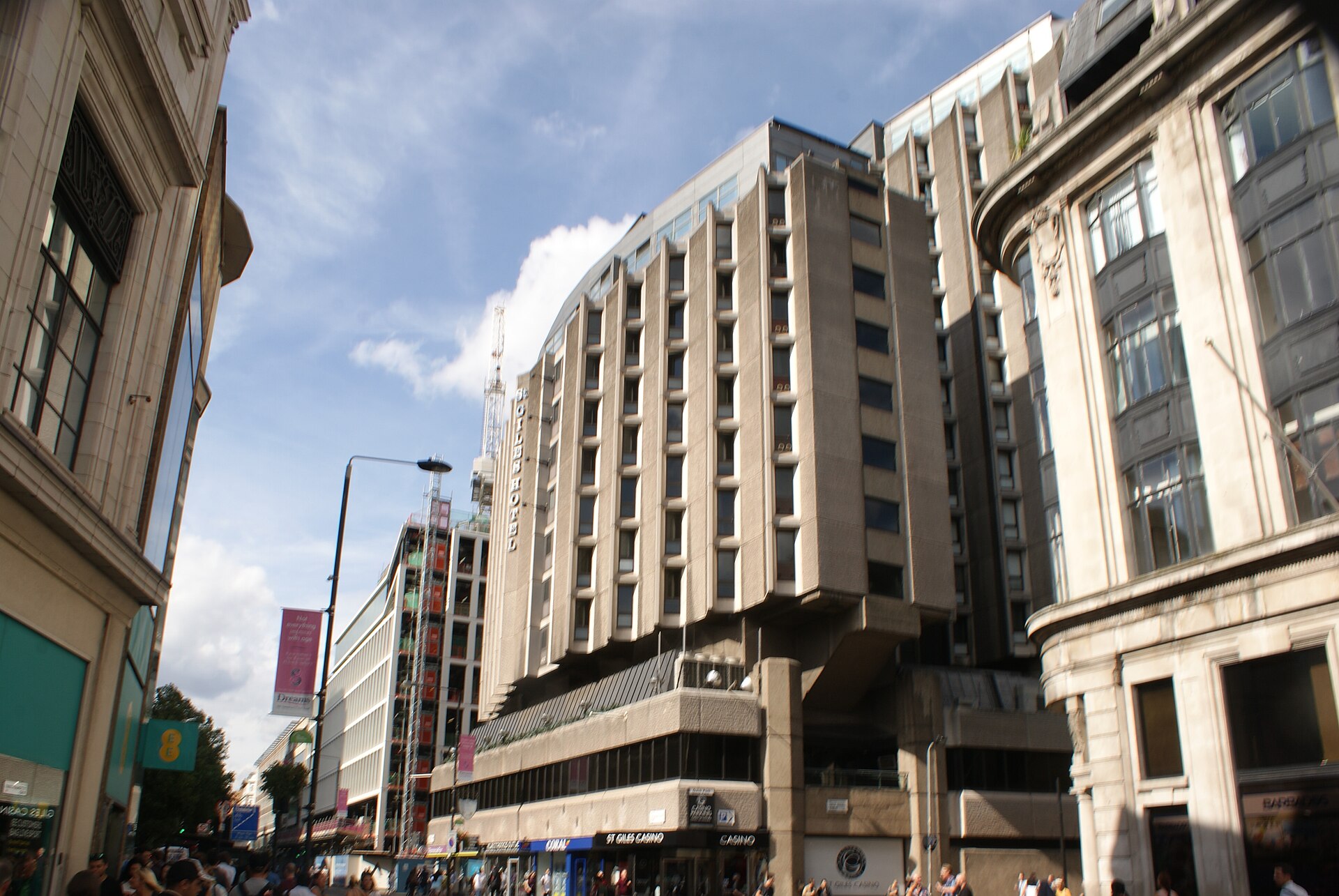 View toward the hotel from Tottenham Court Road.